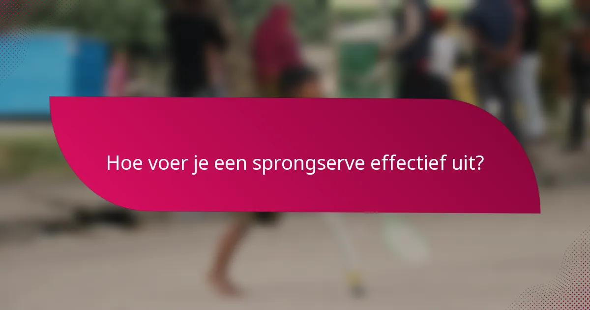 Hoe voer je een sprongserve effectief uit?