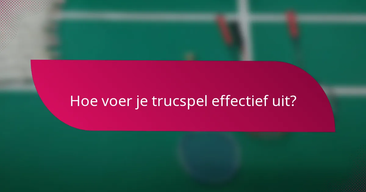 Hoe voer je trucspel effectief uit?