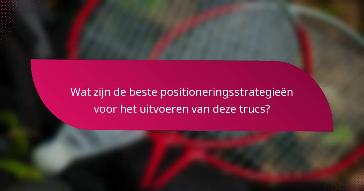 Wat zijn de beste positioneringsstrategieën voor het uitvoeren van deze trucs?