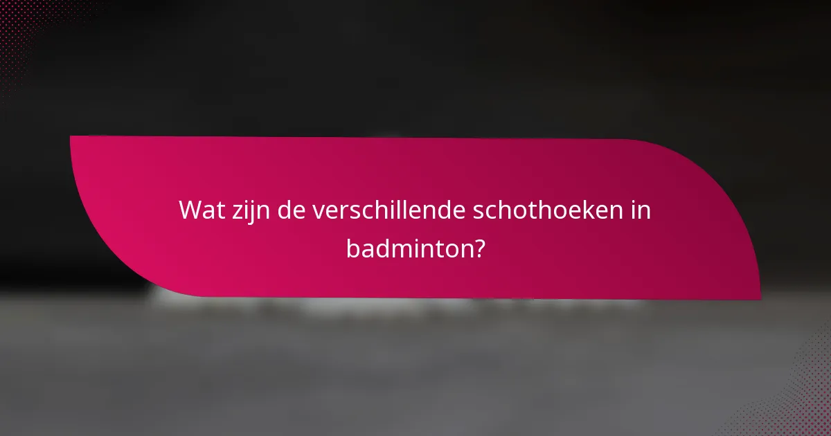 Wat zijn de verschillende schothoeken in badminton?